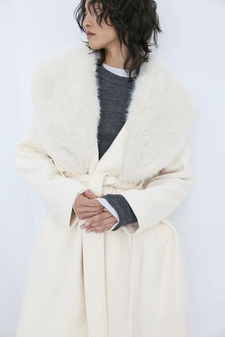 H&M + Fluffy-Collared Coat