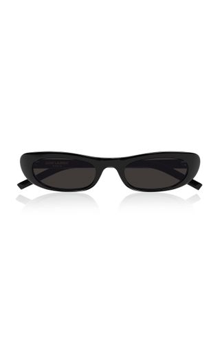 Saint Laurent + Shade Narrow Oval-Frame Acetate Sunglasses