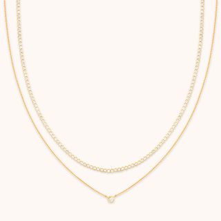 Astrid & Miyu + Gleam Tennis Necklace Gift Set in Gold