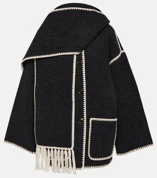 Toteme + Embroidered Wool-Blend Scarf Jacket