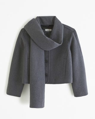 Abercrombie & Fitch + Removable Scarf Double-Cloth Wool-Blend Jacket