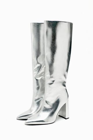 Zara + Metallic High Heel Boots