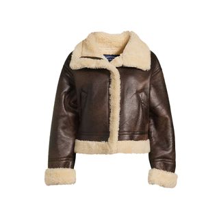 Scoop + Faux Suede Cropped Bomber Jacket With Faux Sherpa Lining