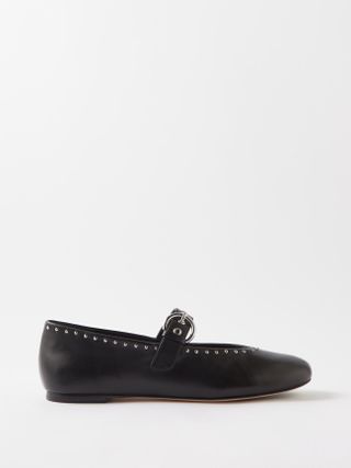 Reformation + Bethany Studded Leather Mary Jane Ballet Flats