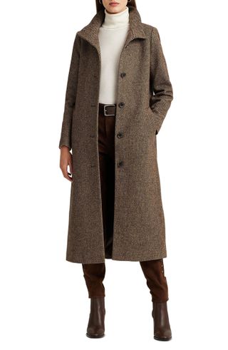 Lauren Ralph Lauren + Wool Blend Twill Long Coat