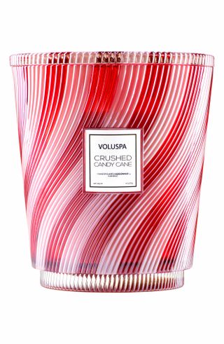 Voluspa + Crushed Candy Cane Classic Textured Glass Candle