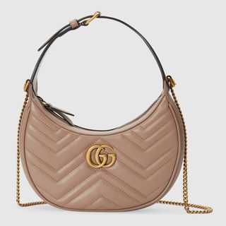 Gucci + GG Marmont Half-Moon-Shaped Mini Bag in Dusty Pink