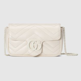 Gucci + GG Marmont Super Mini Bag in White Leather