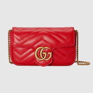 Gucci + GG Marmont Matelassé Super Mini Bag in Red Leather