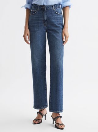 Reiss + Selin Mid Rise Straight Leg Cropped Jeans