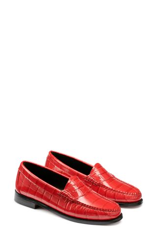 G.H.BASS + Whitney Croc Embossed Penny Loafer