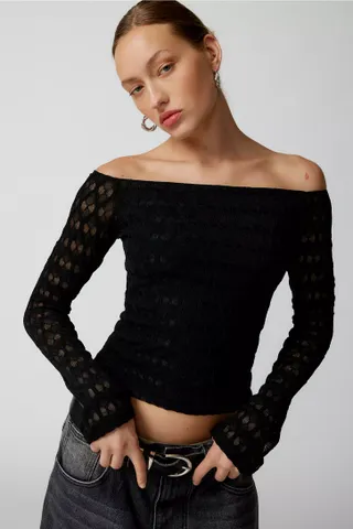 Motel Neira + Textured Off-the-Shoulder Top
