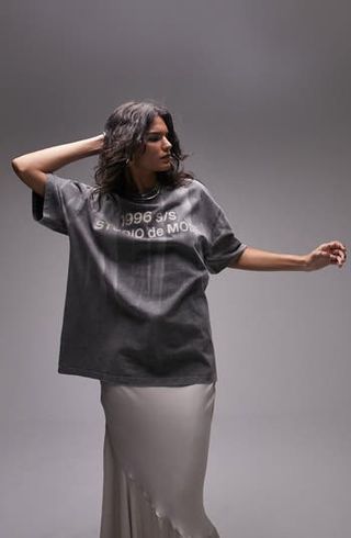 Topshop + Studio Oversize Cotton Graphic T-Shirt