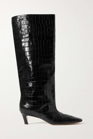 Toteme + Sustain Croc-Effect Leather Knee Boots