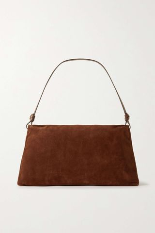 Staud + Vivi Leather-Trimmed Suede Shoulder Bag