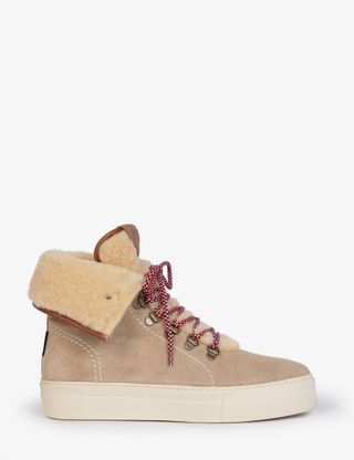 Penelope Chilvers + Phoenix Wool-Lined Suede Boot in Sand