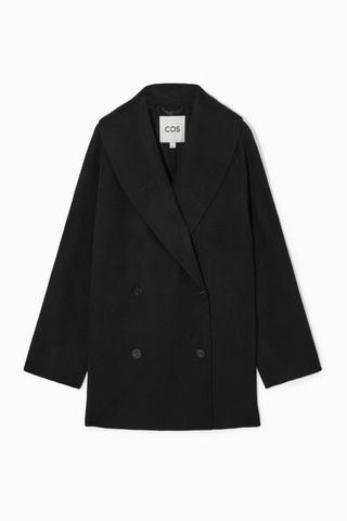 COS + Oversized Shawl-Collar Wool Jacket in Black