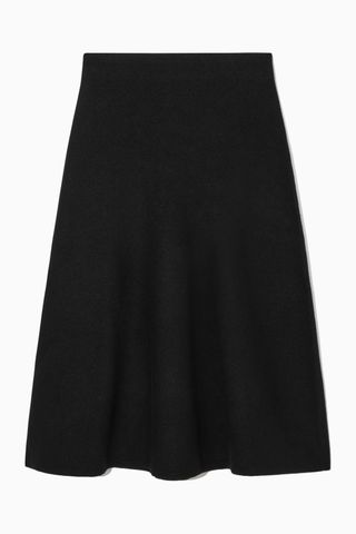 COS + Flared Merino Wool Midi Skirt in Black
