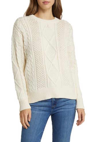 Madewell + Cable Stitch Crewneck Sweater