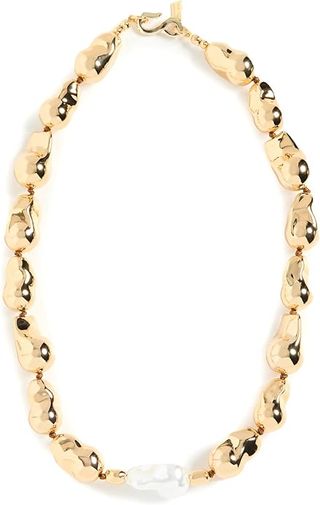 Kenneth Jay Lane + Gold Nugget and Baroque Pearl Bracelet