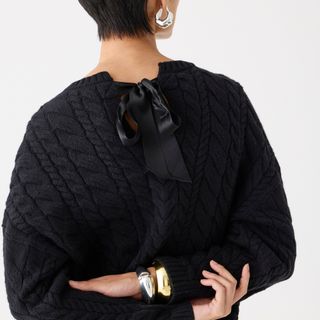 J.Crew + Tie-Back Cable-Knit Sweater