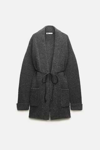 Zara + Belted Cropped Knit Coat
