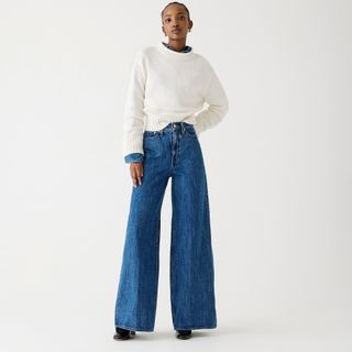 J.Crew + High-Rise Superwide-Leg Jean In Laura Wash