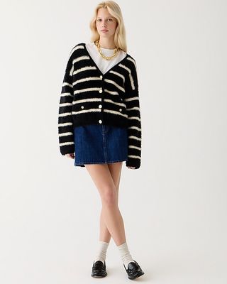 J.Crew + Sweater Lady Jacket In Striped Brushed Yarn