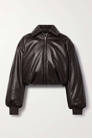 Acne Studios + Cropped Padded Faux Leather Jacket