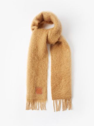 Loewe + Anagram-Patch Fringed Mohair-Blend Scarf