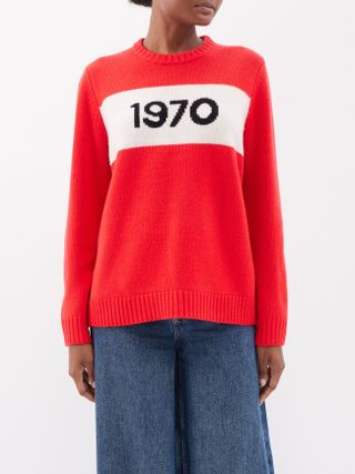 Bella Freud + 1970-Intarsia Merino Crew-Neck Sweater
