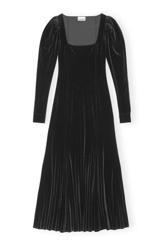 Ganni + Black Velvet Jersey Maxi Dress