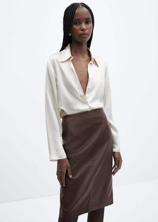 Mango + Faux-Leather Pencil Skirt