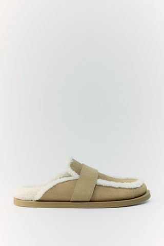 Zara + Faux Shearling and Leather Clogs