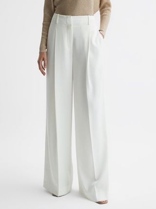 Reiss + White Lillie Mid Rise Wide Leg Trousers