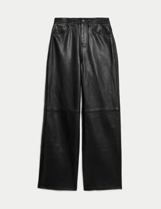 Marks & Spencer + Leather Wide Leg Trousers