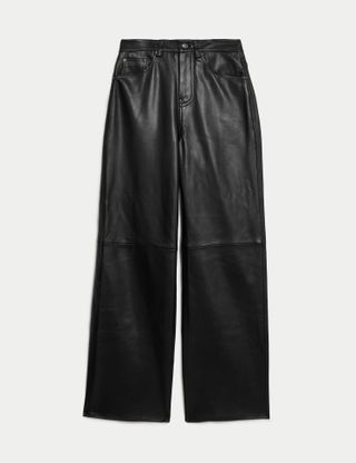 Marks 
Spencer + Leather Wide Leg Trousers