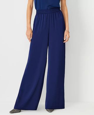 Ann Taylor + The Easy Wide Leg Pant in Satin