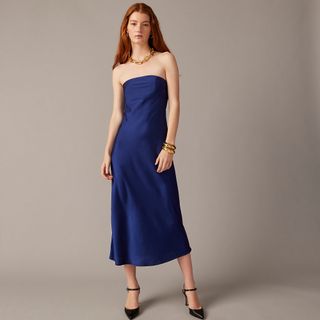 J.Crew Collection + Strapless Gwyneth Slip Dress in Luster Charmeuse