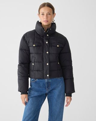 J.Crew + Cropped Puffer Jacket with PrimaLoft