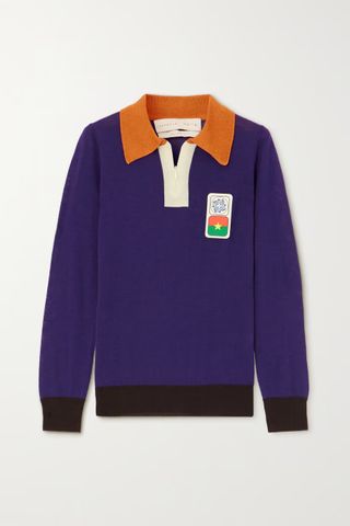 Lukhanyo . Mdingi + Appliquéd Color-Block Wool-Blend Sweater