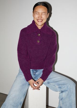 & Other Stories + Collared Knit Jumper in Purple