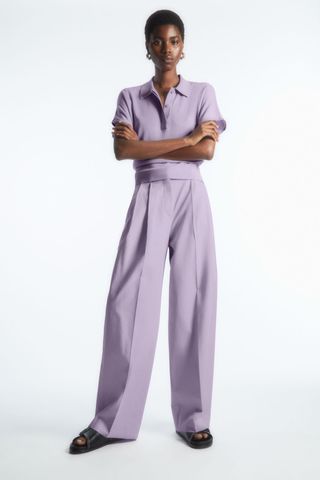 COS + Wide-Leg Tailored Trousers in Light Lilac