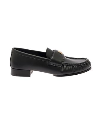 Givenchy + Black Loafers With Logo Detail in Smooth Leather