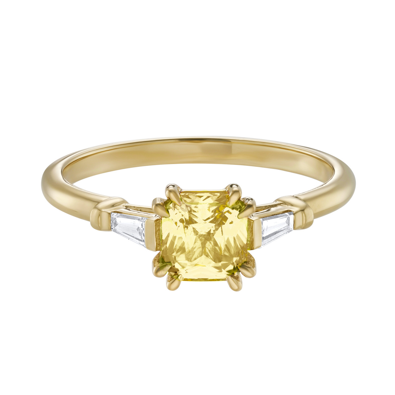 Tomfoolery London + Lyon Yellow Sapphire Tapered Baguette Diamond Ring