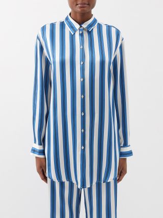 Asceno + London Striped Silk Pyjama Shirt