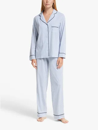 John Lewis + Candi Stripe Jersey Pyjama Set in Blue