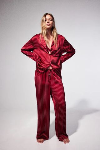 H&M + Satin Pyjama Shirt and Bottoms