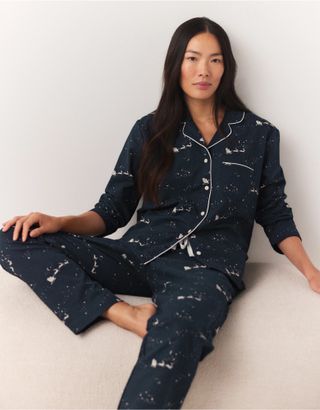The White Company + Organic Brushed Cotton Starry Night Pyjama Set