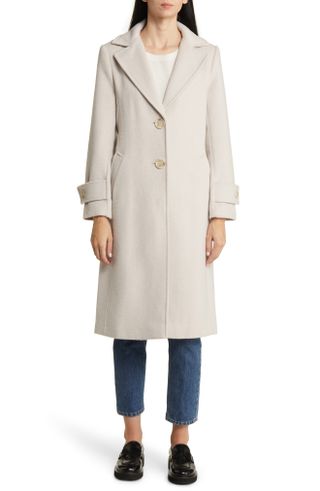Sam Edelman + Notch Collar Longline Wool Blend Coat